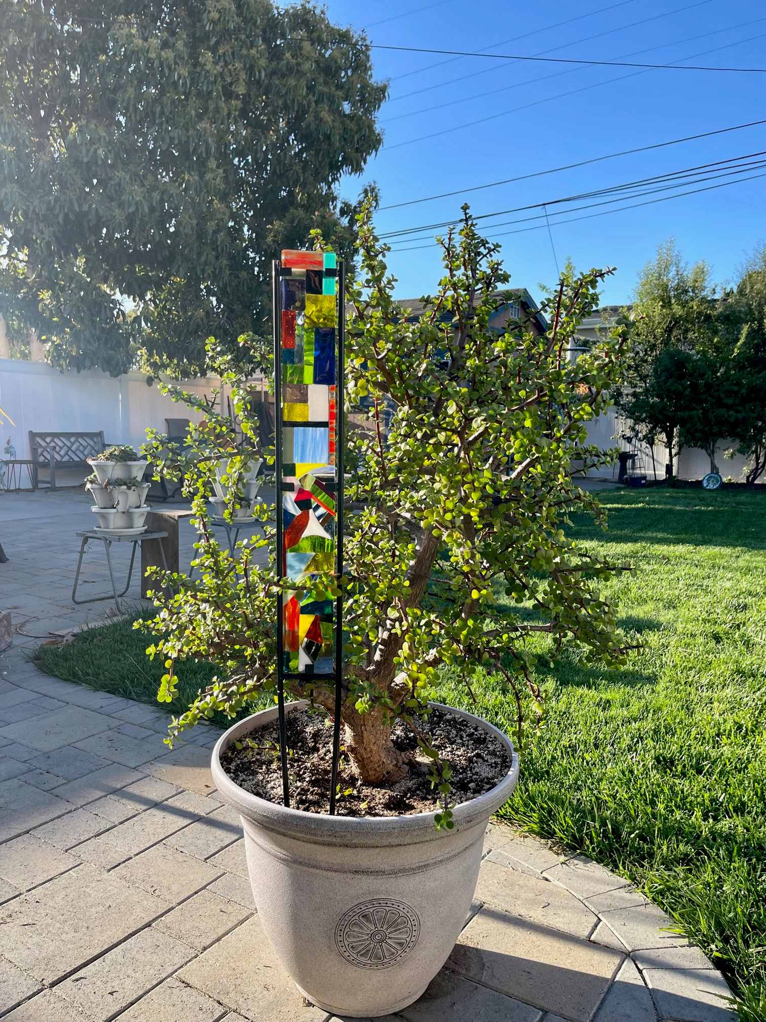 Fused glass yard stake