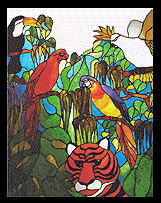 Tiger-themed whimsical stained glass