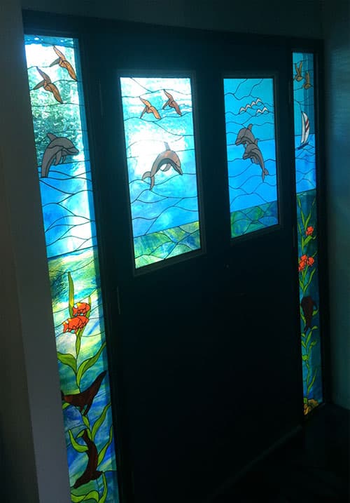 Ocean dolphin stained glass door sidelights