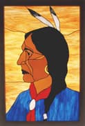 Stained glass panel with cultural motif