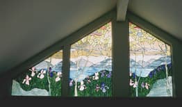 Iris floral stained glass
