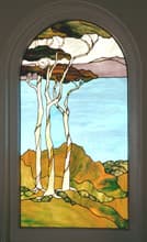 Trees nature stained glass scene